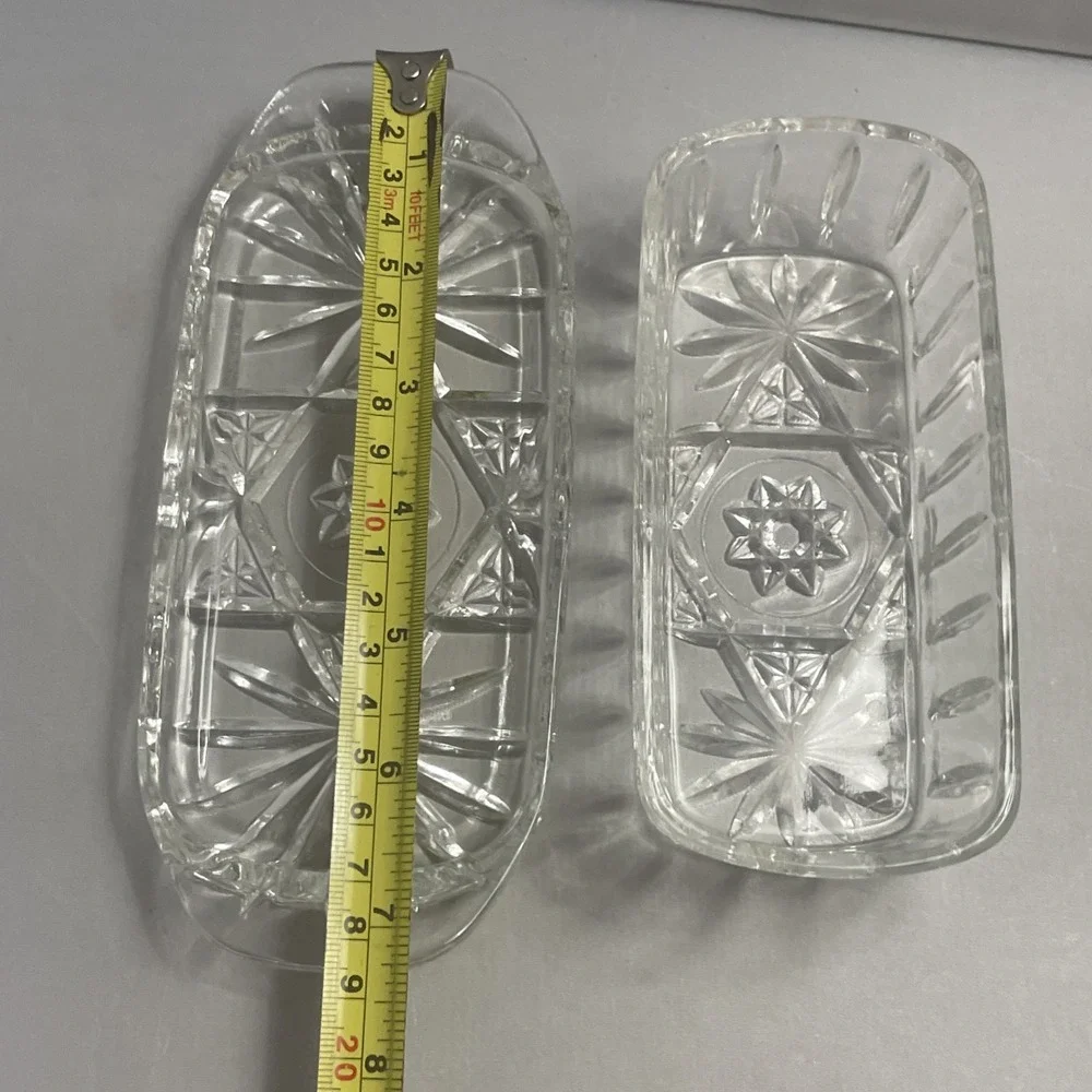 Anchor Hocking Butter Dish Star of David Covered With Lid Clear Glass Vintage